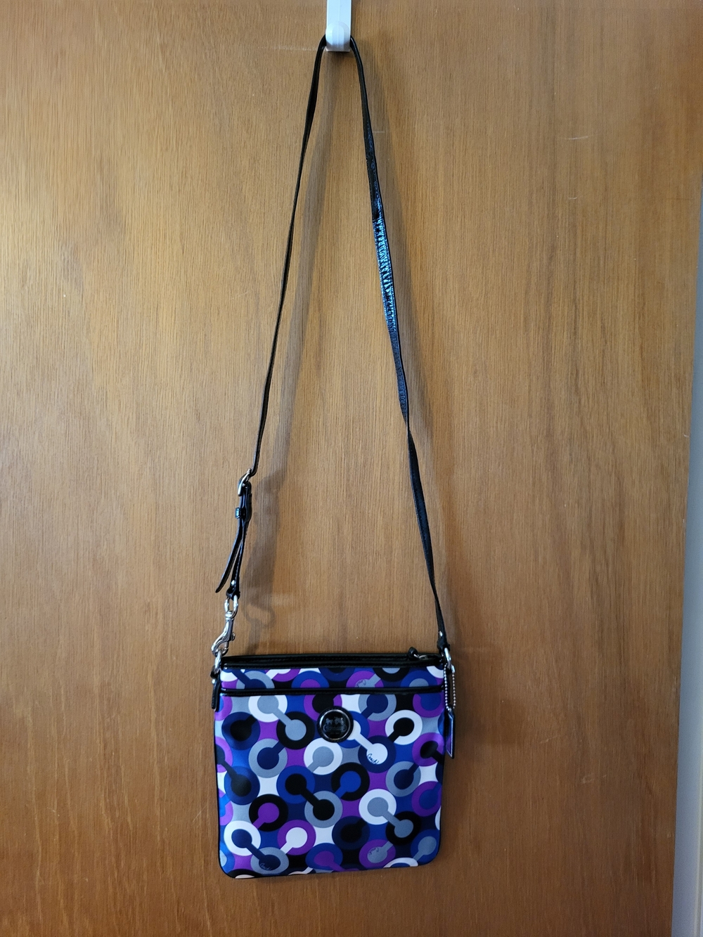 Coach Purple & Black Patterned Crossbody Bag - Picture 1 of 12